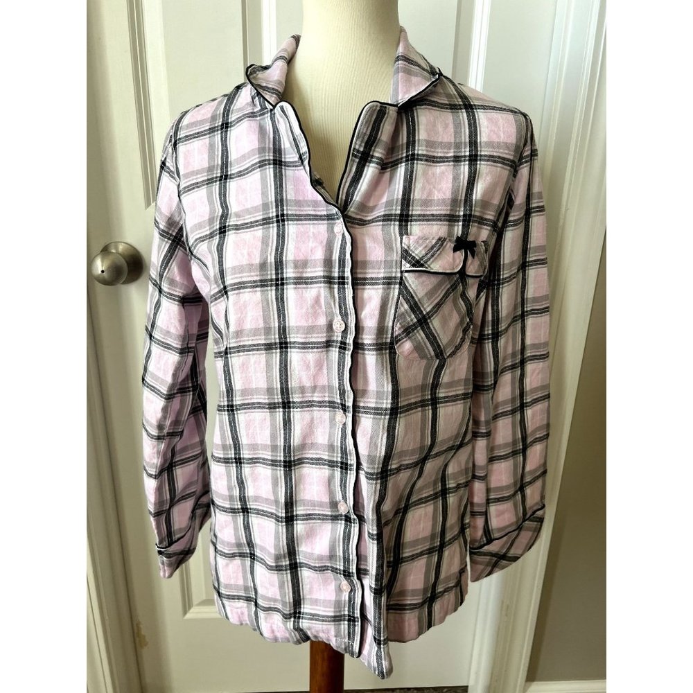 Victoria's Secret Pink Plaid Long Sleeve Women's Pajama Sleep Top - S